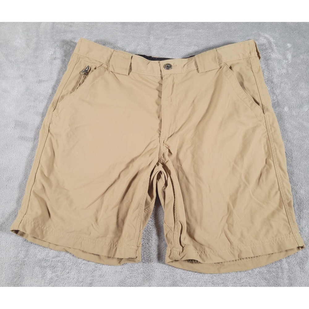 Duluth Shorts Mens Large Tan Khaki Duluthflex Dry on the Fly Nylon 84518